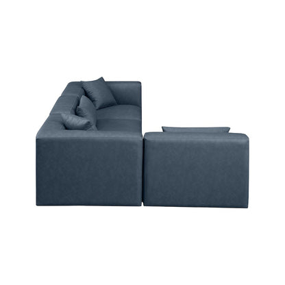 Cube Navy Blue Vegan Leather Modular Sectional
