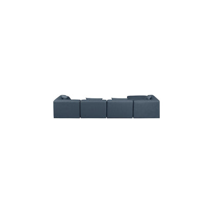 Cube Navy Blue Vegan Leather Modular Sectional