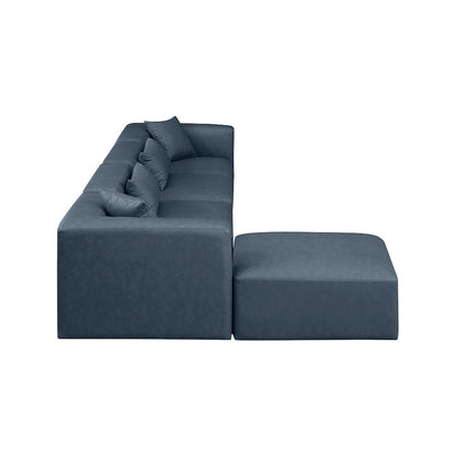 Cube Navy Blue Vegan Leather Modular Sectional