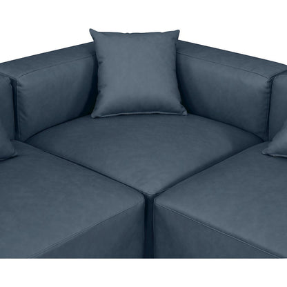 Cube Navy Blue Vegan Leather Modular Sectional