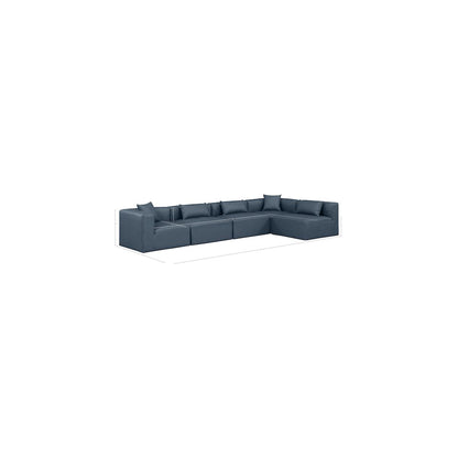 Cube Navy Blue Vegan Leather Modular Sectional