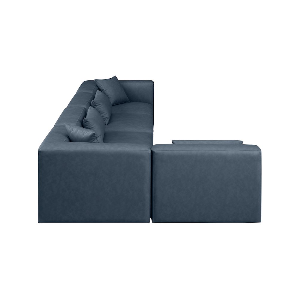 Cube Navy Blue Vegan Leather Modular Sectional
