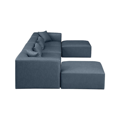 Cube Navy Blue Vegan Leather Modular Sectional