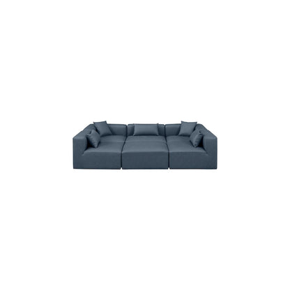 Cube Navy Blue Vegan Leather Modular Sectional