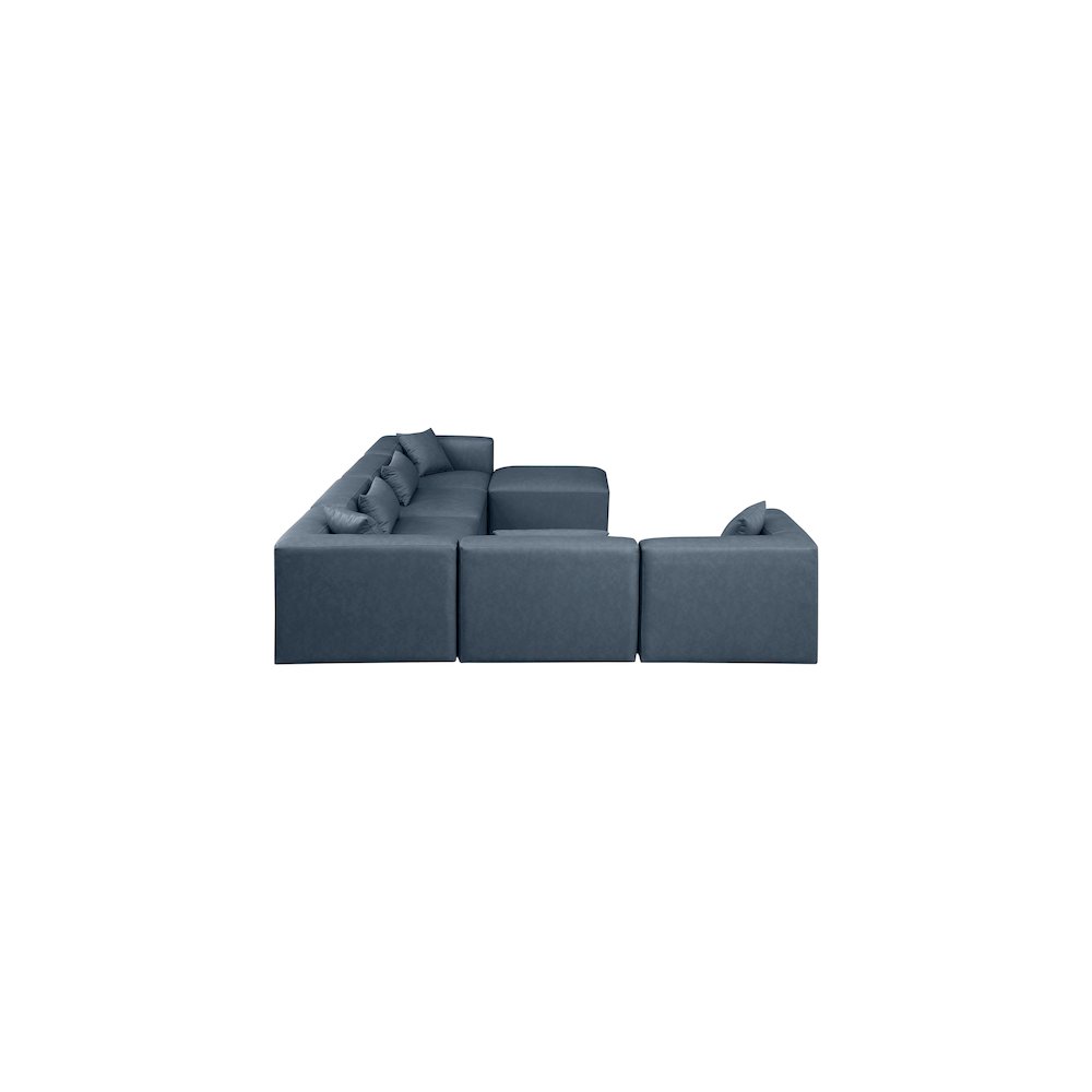 Cube Navy Blue Vegan Leather Modular Sectional