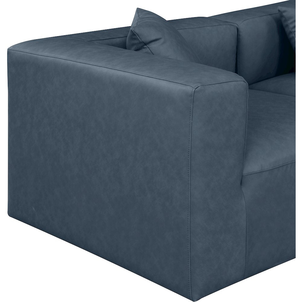 Cube Navy Blue Vegan Leather Modular Sectional