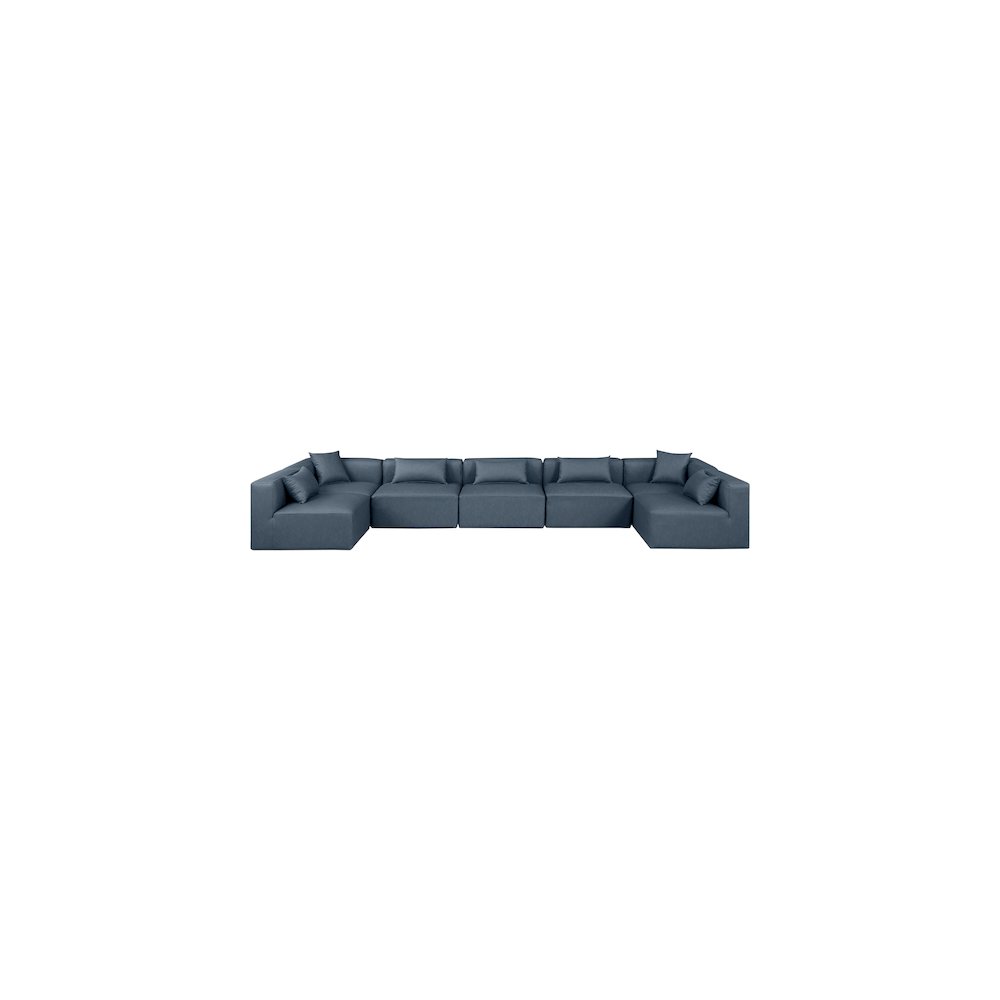 Cube Navy Blue Vegan Leather Modular Sectional