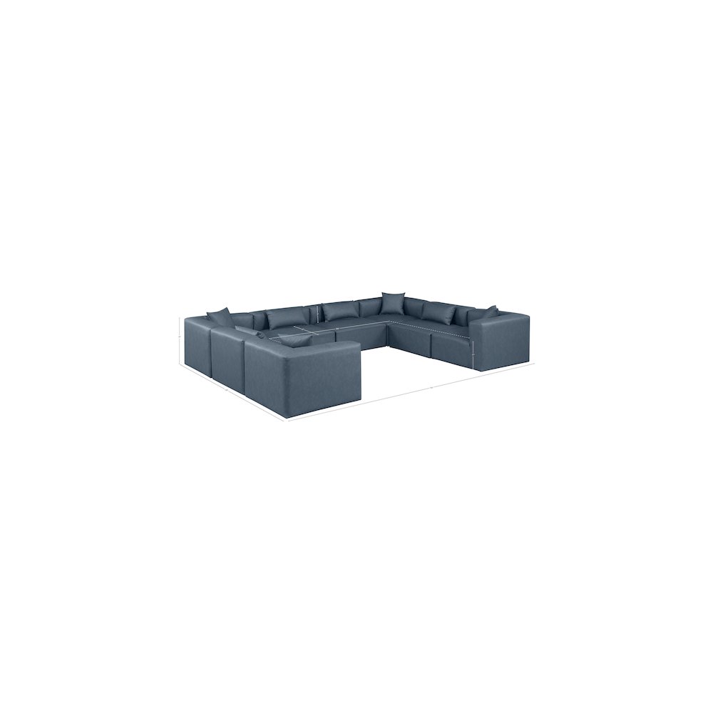 Cube Navy Blue Vegan Leather Modular Sectional