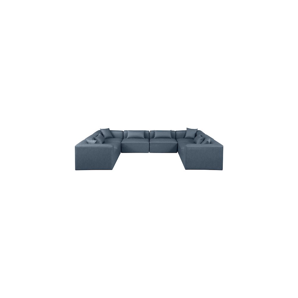 Cube Navy Blue Vegan Leather Modular Sectional