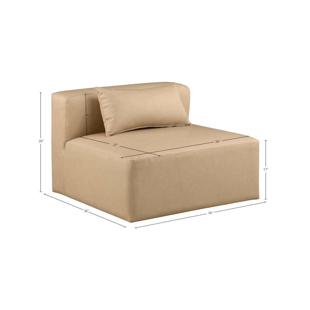 Cube Tan Vegan Leather Armless Chair