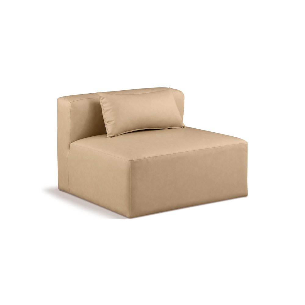 Cube Tan Vegan Leather Armless Chair