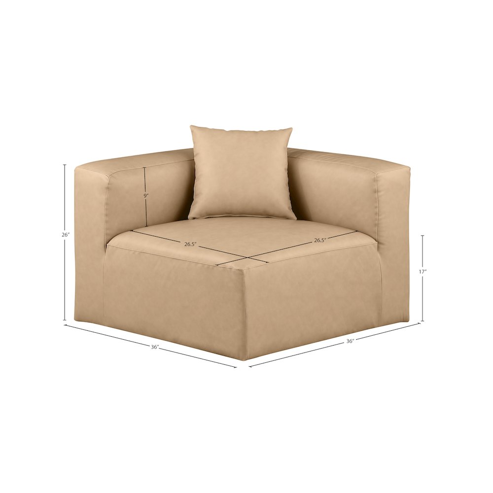 Cube Tan Vegan Leather Corner Chair