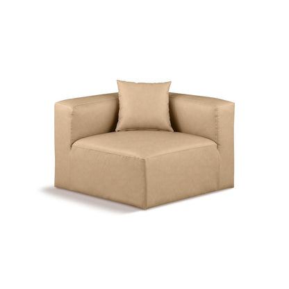 Cube Tan Vegan Leather Corner Chair