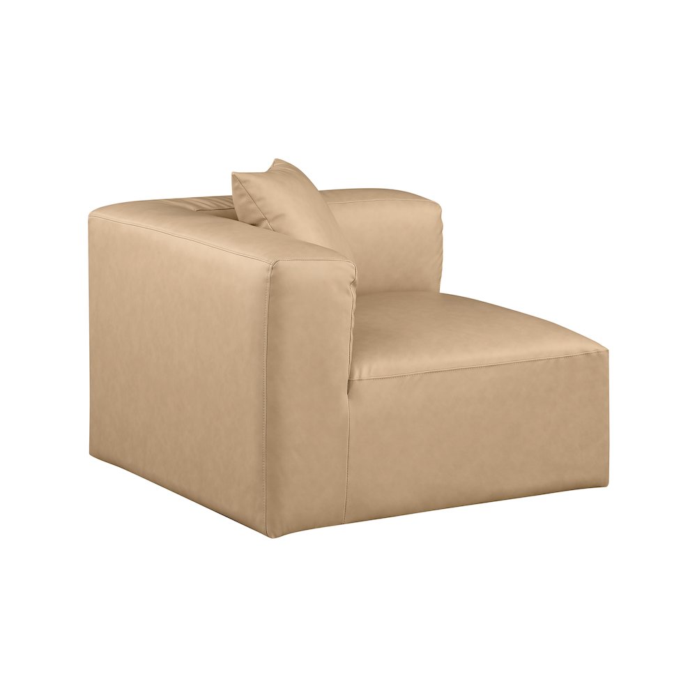 Cube Tan Vegan Leather Corner Chair