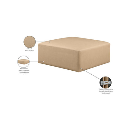 Cube Tan Vegan Leather Ottoman
