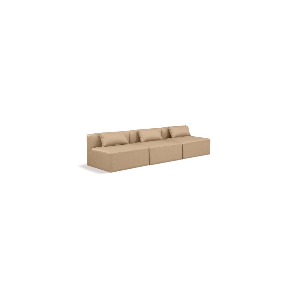 Cube Tan Vegan Leather Modular Sofa