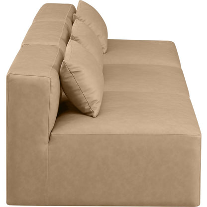 Cube Tan Vegan Leather Modular Sofa