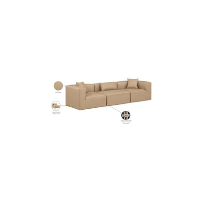 Cube Tan Vegan Leather Modular Sofa