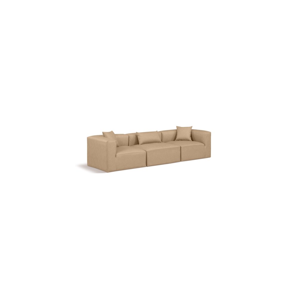 Cube Tan Vegan Leather Modular Sofa
