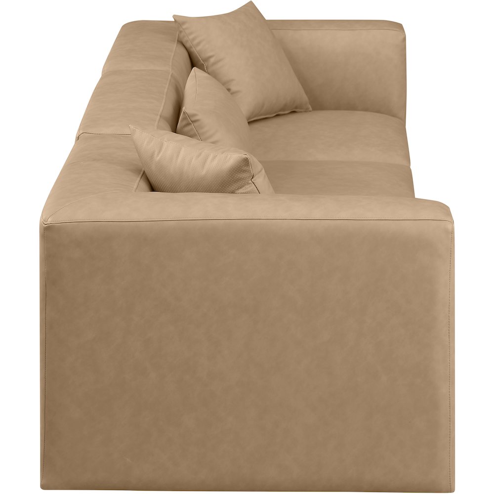 Cube Tan Vegan Leather Modular Sofa