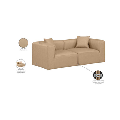 Cube Tan Vegan Leather Modular Sofa