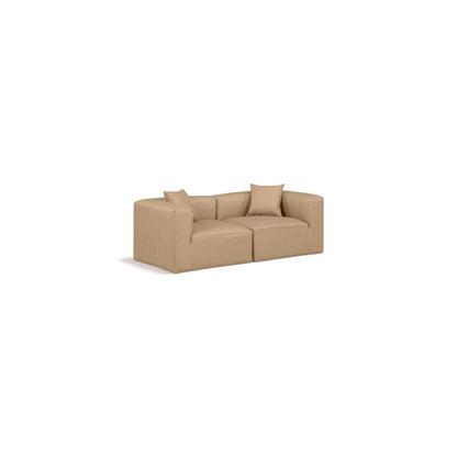 Cube Tan Vegan Leather Modular Sofa