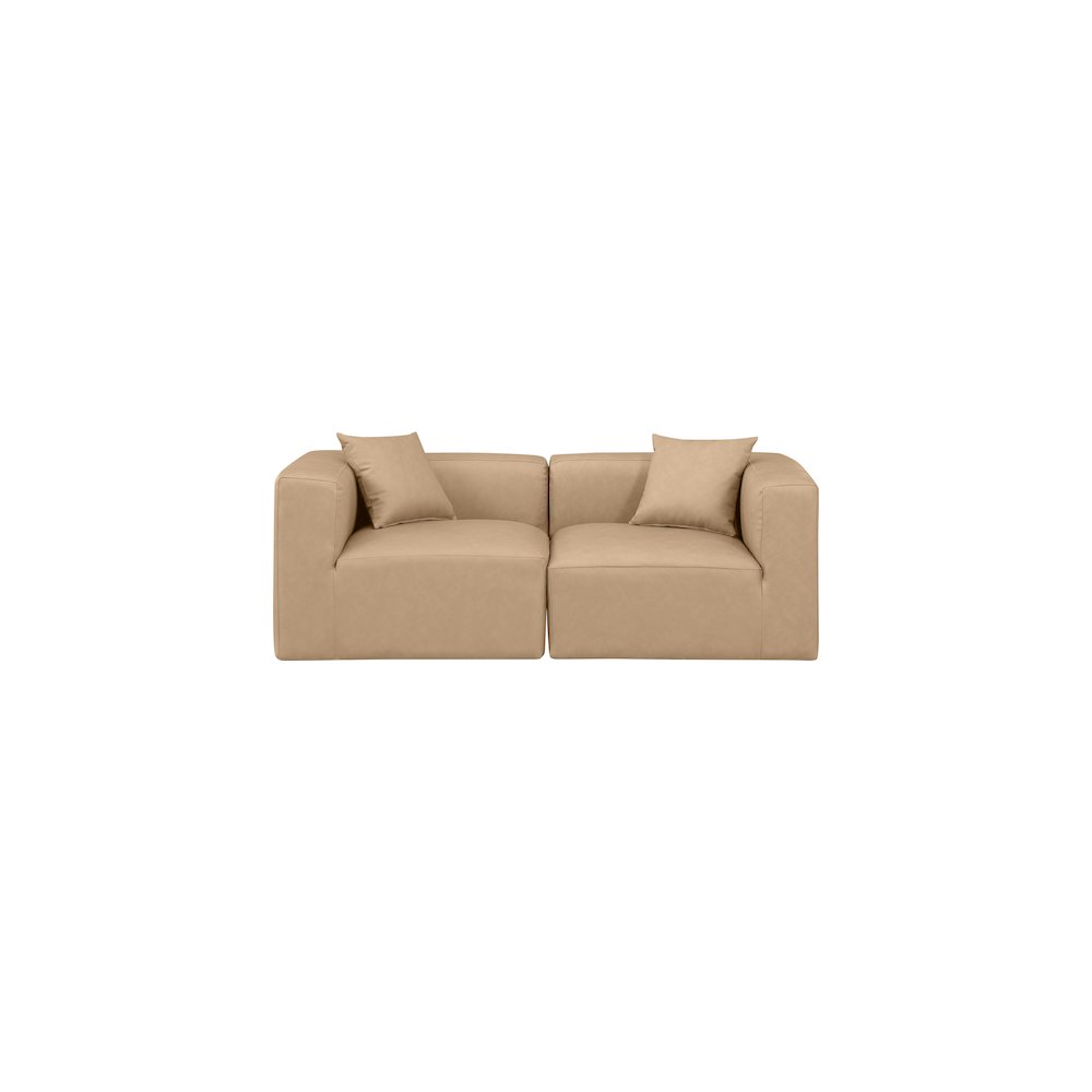 Cube Tan Vegan Leather Modular Sofa