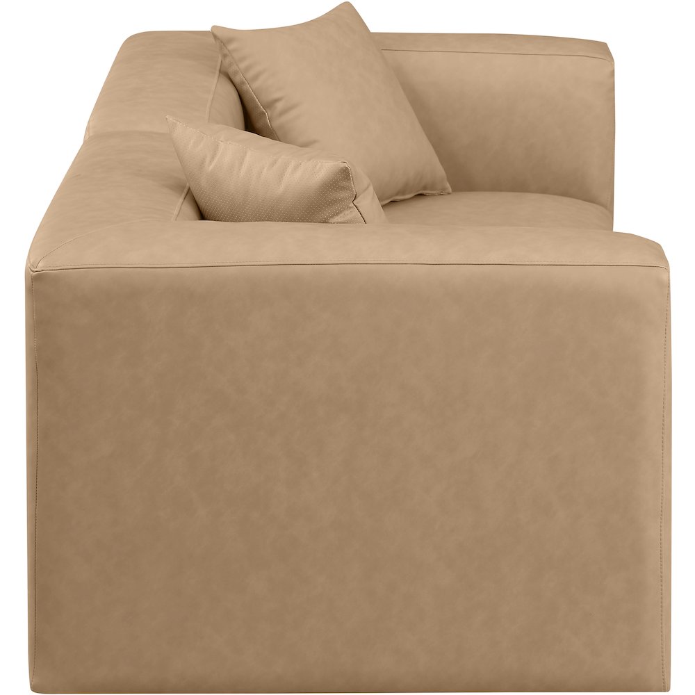 Cube Tan Vegan Leather Modular Sofa