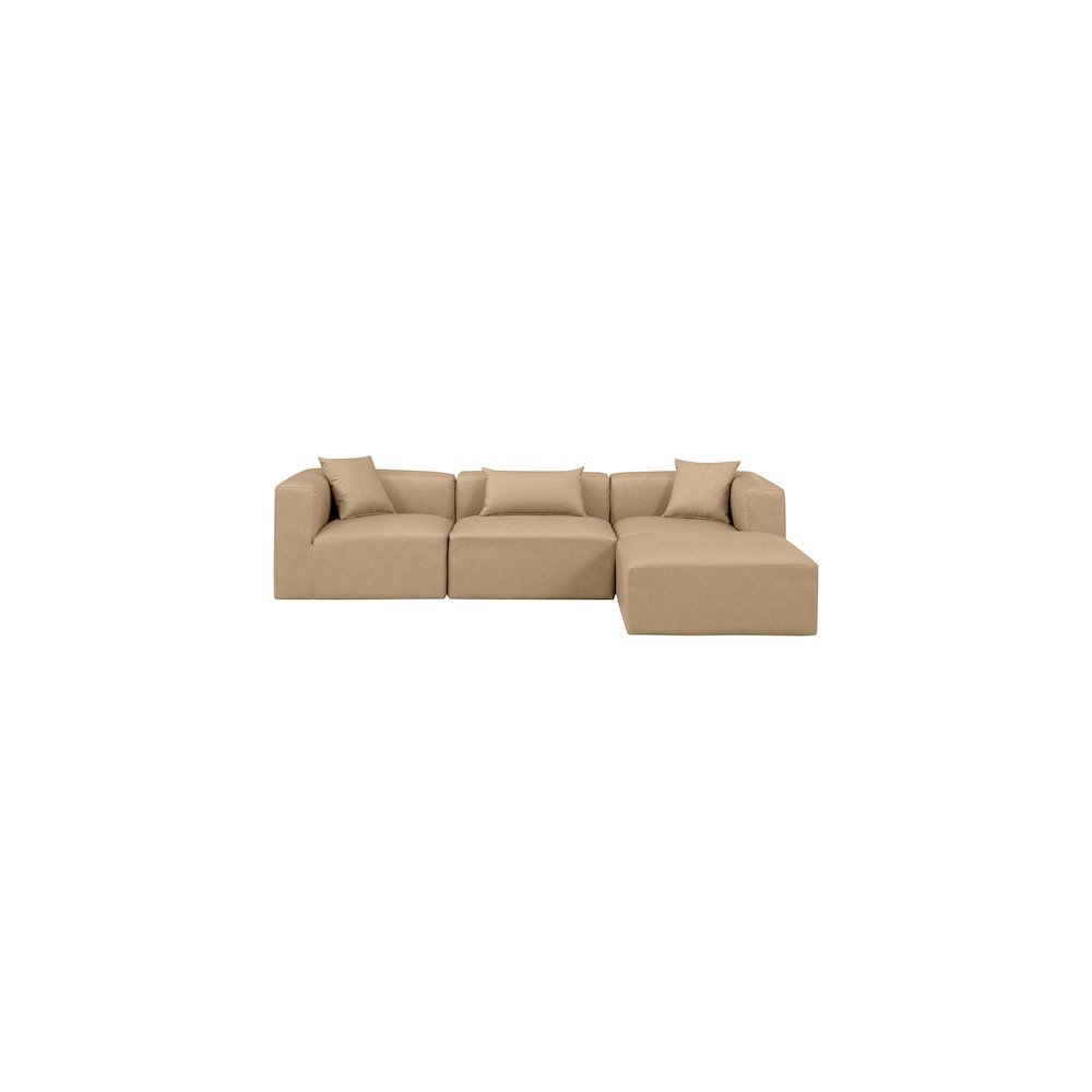 Cube Tan Vegan Leather Modular Sectional