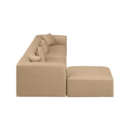 Cube Tan Vegan Leather Modular Sectional