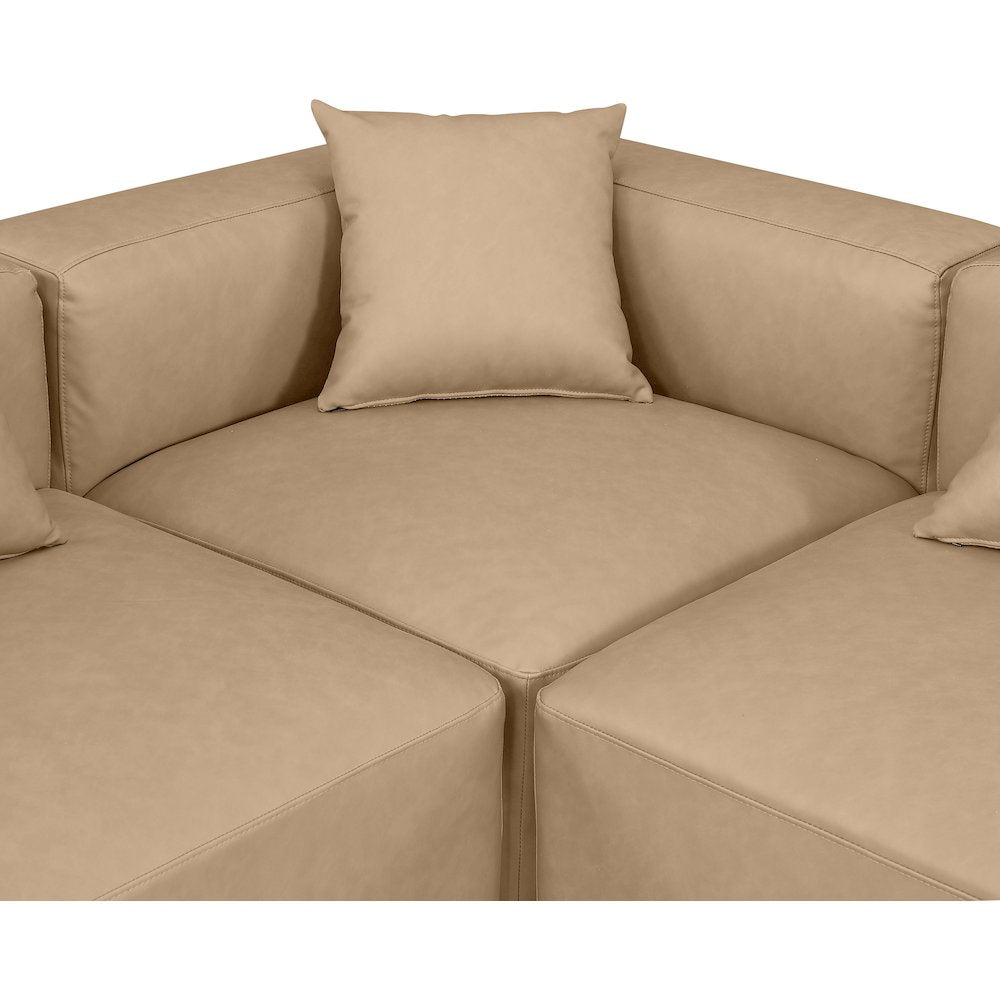 Cube Tan Vegan Leather Modular Sectional