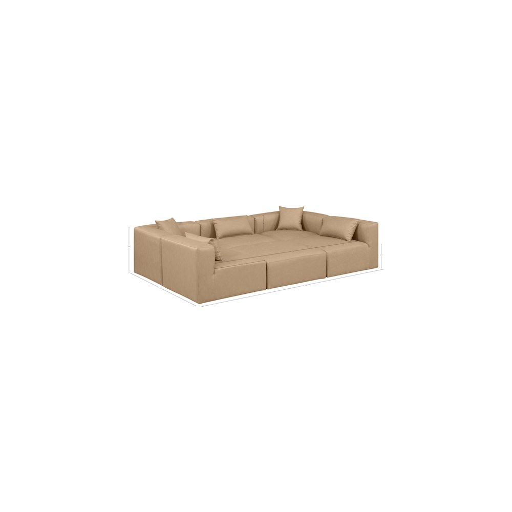 Cube Tan Vegan Leather Modular Sectional