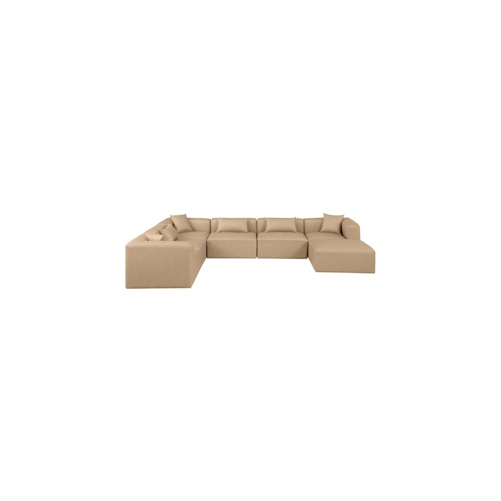 Cube Tan Vegan Leather Modular Sectional