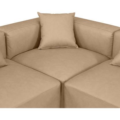 Cube Tan Vegan Leather Modular Sectional