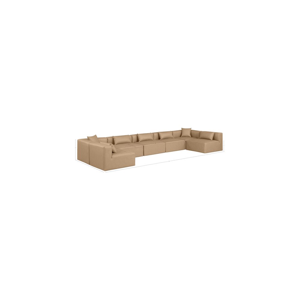 Cube Tan Vegan Leather Modular Sectional