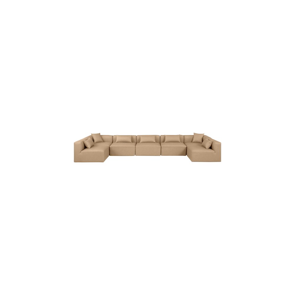 Cube Tan Vegan Leather Modular Sectional