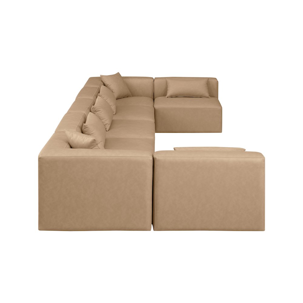 Cube Tan Vegan Leather Modular Sectional