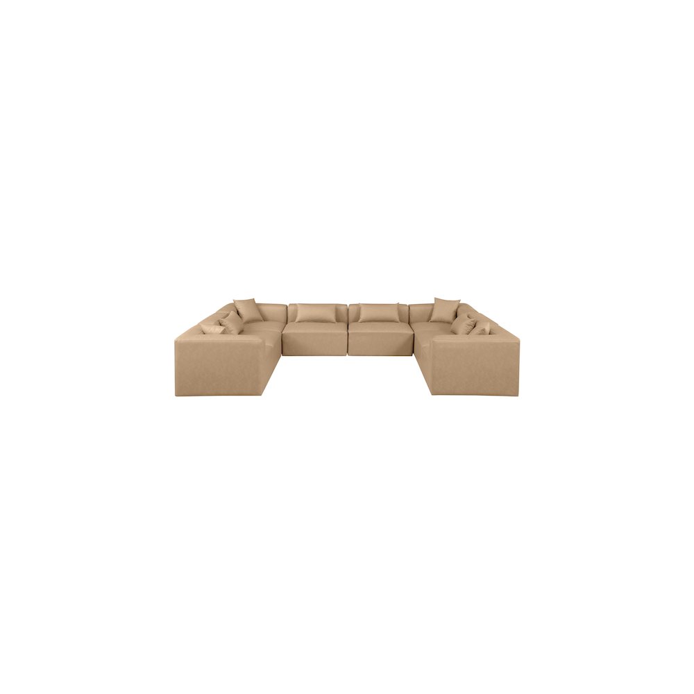Cube Tan Vegan Leather Modular Sectional