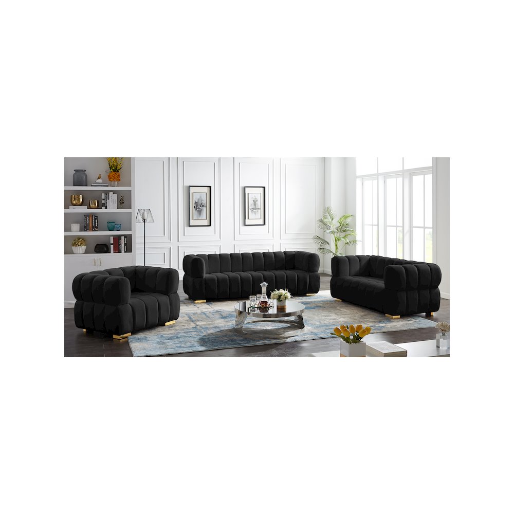 Gwen Black Velvet Loveseat