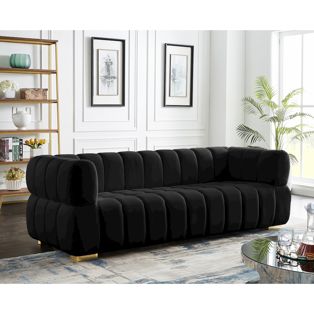 Gwen Black Velvet Sofa