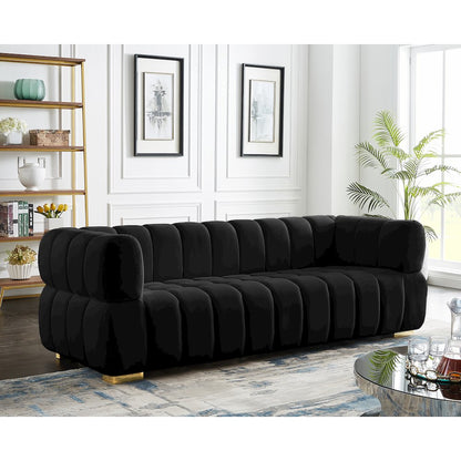 Gwen Black Velvet Sofa