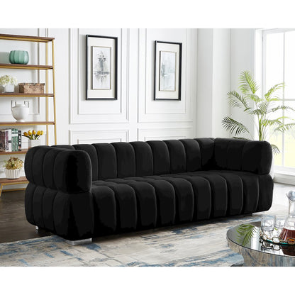 Gwen Black Velvet Sofa