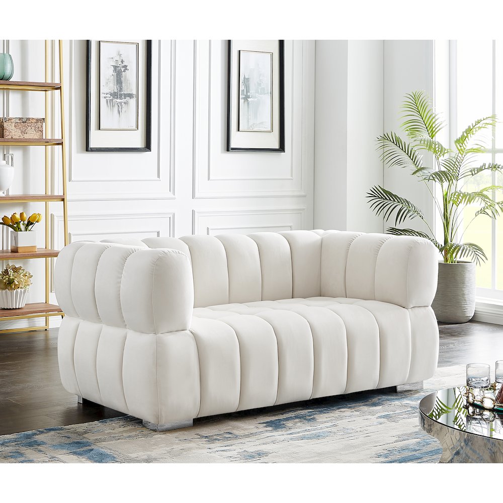 Gwen Cream Velvet Loveseat