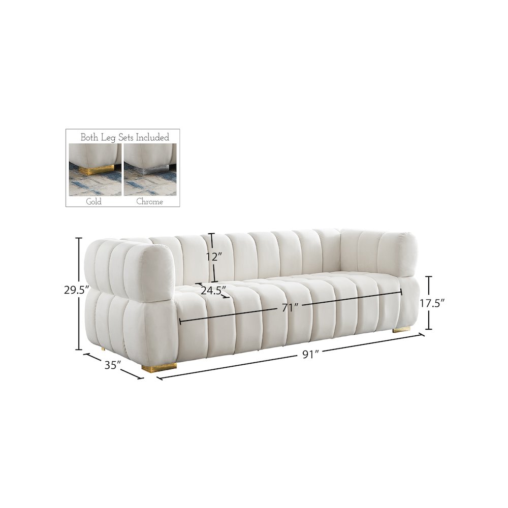 Gwen Cream Velvet Sofa