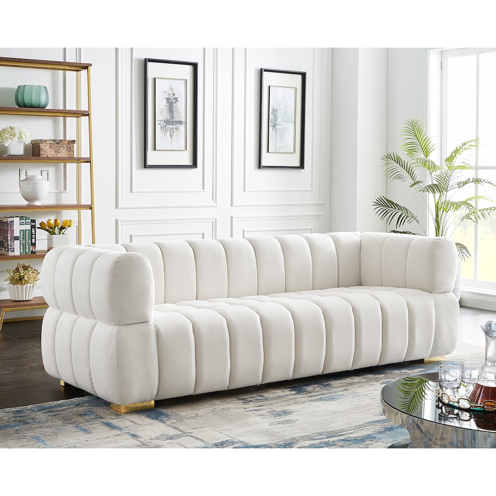 Gwen Cream Velvet Sofa
