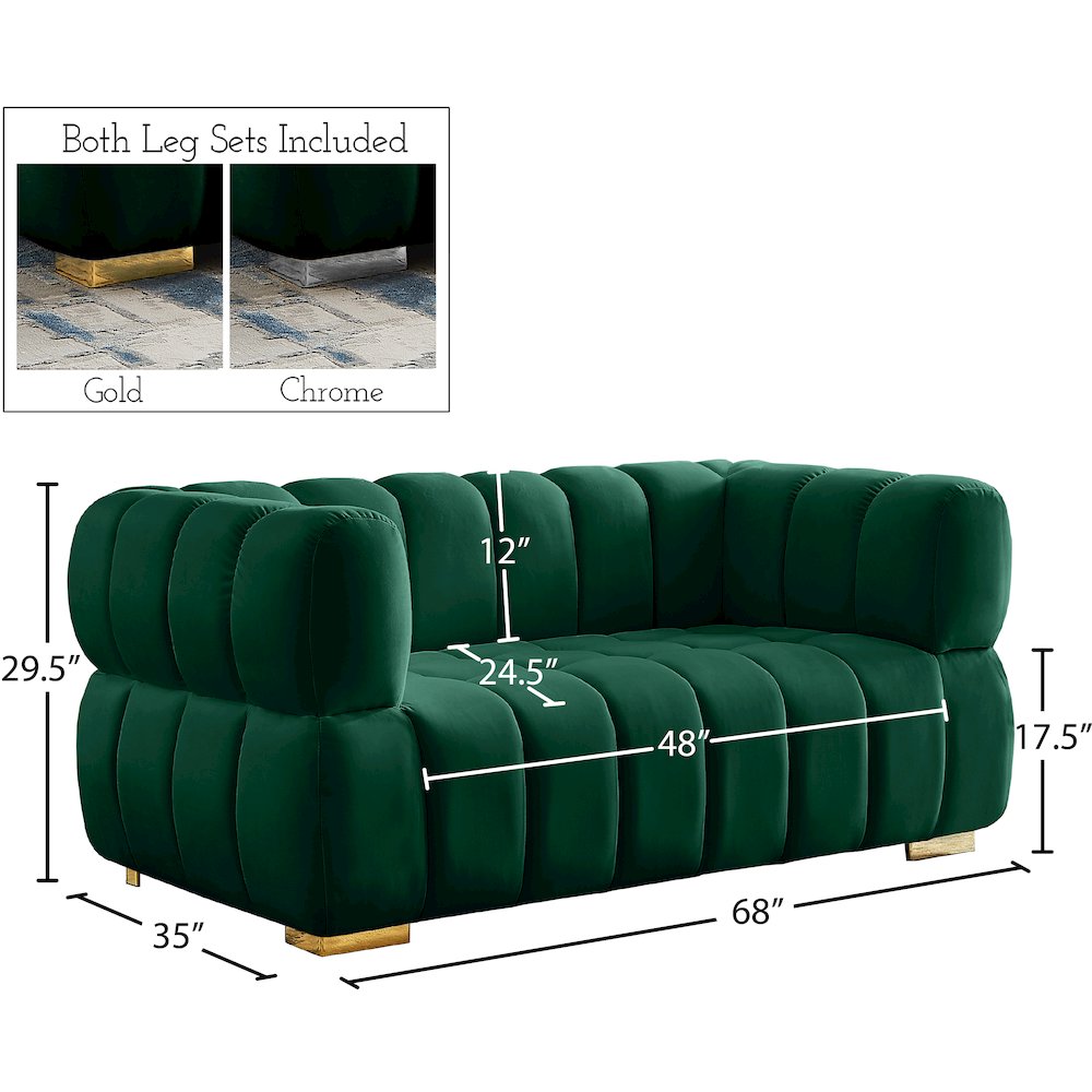 Gwen Green Velvet Loveseat