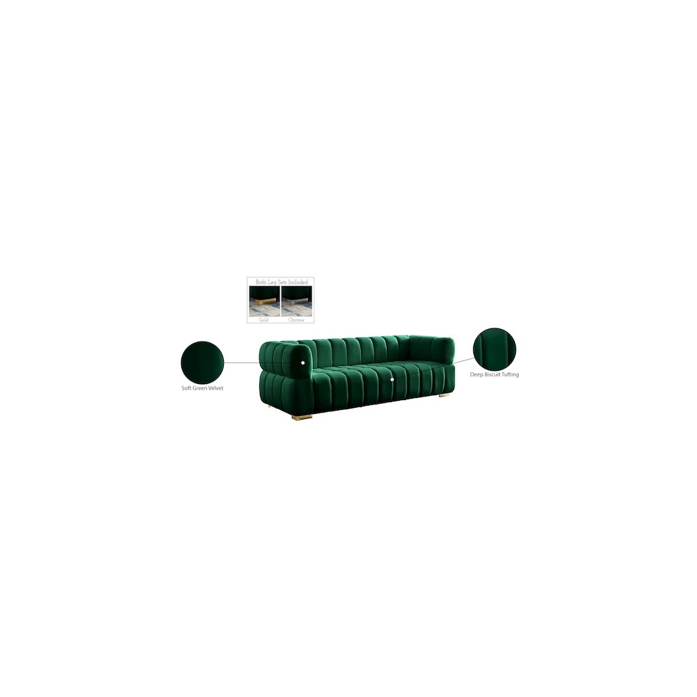 Gwen Green Velvet Sofa