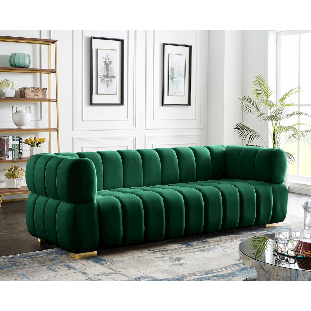 Gwen Green Velvet Sofa