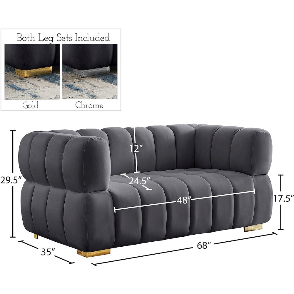 Gwen Grey Velvet Loveseat