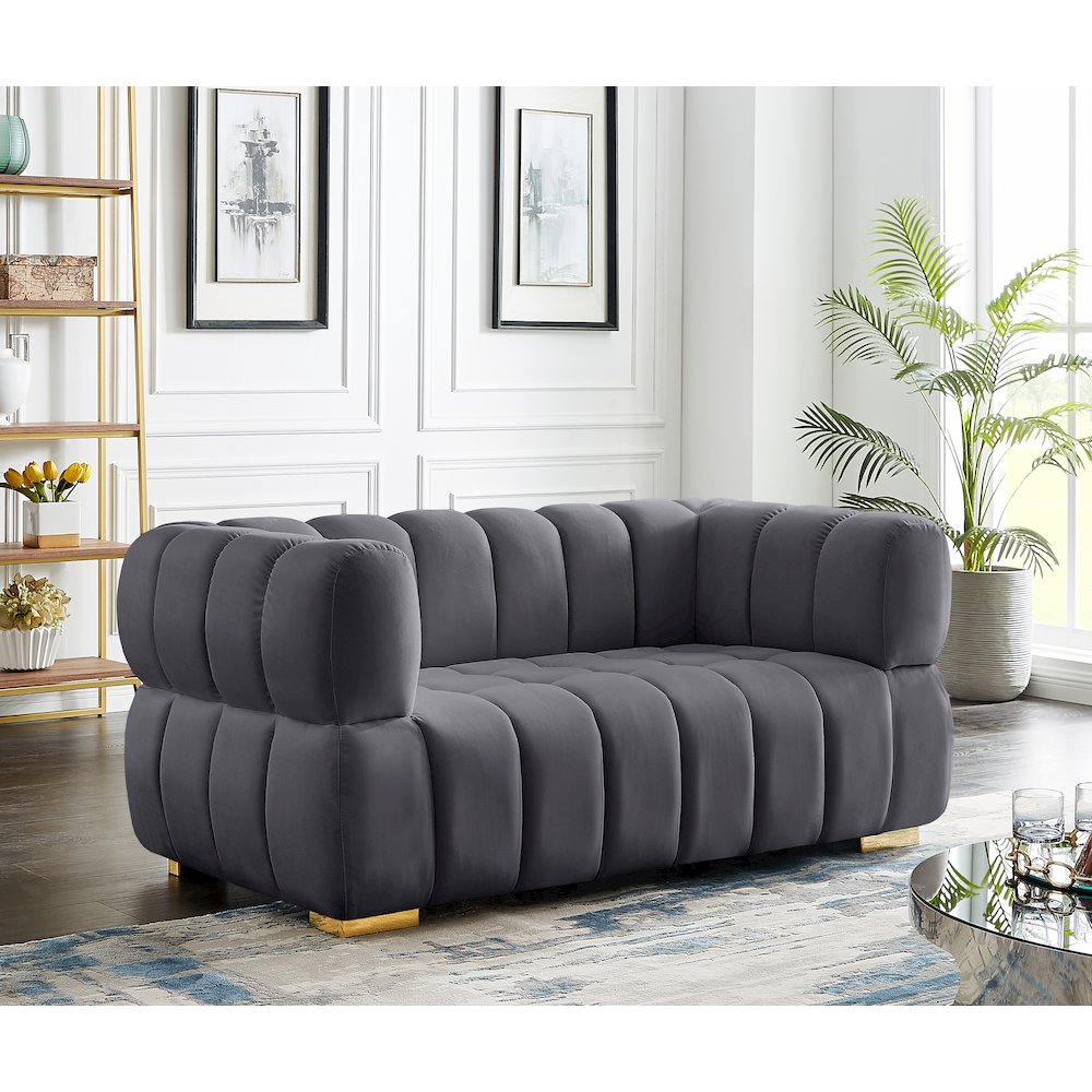 Gwen Grey Velvet Loveseat